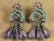 Vintage Mexican Matl Matilde Poulat Sterling Silver Turquoise Amethyst Earrings