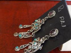 Vintage Mexican Sterling Silver 925 Turquoise and Multi-stone Earrings