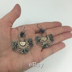 Vintage Mexican Sterling Silver Bird Frida Romantic Whimsical Earrings