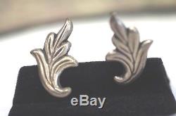 Vintage Mexican Sterling Silver Phoenix Bird Brooch & Clip Earrings Set