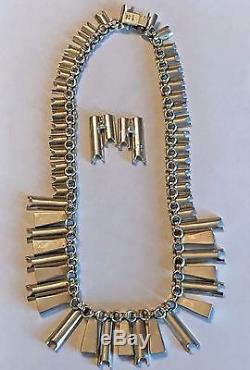 Vintage Mexican Sterling and Lapis Modernist Necklace & Earrings Antonio Pineda
