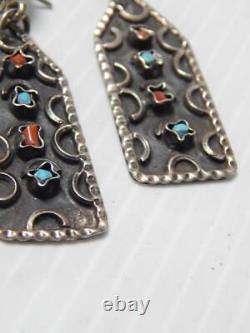 Vintage Mexican Taxco Matl Family Sterling Silver + Bead Earrings Hi Qlty Pair
