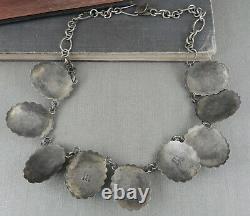 Vintage Mexico 925 Sterling Silver Domed Oval Disk Necklace / Earrings Set