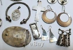 Vintage Mexico Sterling Silver Jewelry Lot- Wearable- 427 Grams