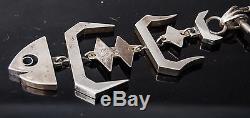 Vintage Mexico Taxco Sterling Silver Fish Necklace Earrings MMC MAB Eagle MCM