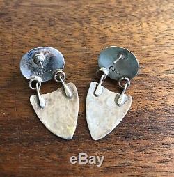 Vintage Mid Century Modern Modernist Sterling Silver Baltic Amber Post Earrings