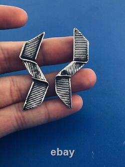 Vintage Mignon Faget 14K Yellow Gold Sterling Silver 925 Large Bow Earrings
