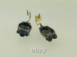Vintage Mignon Faget 14K Yellow Gold Sterling Silver Tulip Dangle Earrings
