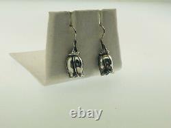 Vintage Mignon Faget 14K Yellow Gold Sterling Silver Tulip Dangle Earrings