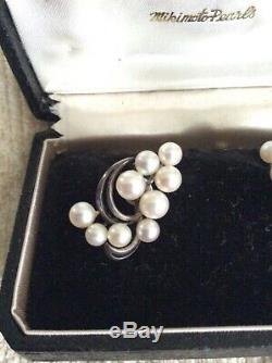 Vintage Mikimoto Screw Back Sterling Silver Earrings
