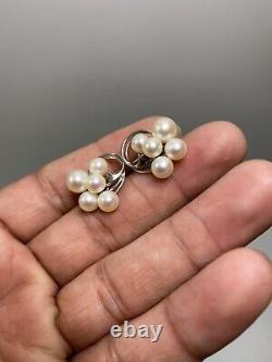 Vintage Mikimoto Sterling Silver Screw Clip on Pearl Earring with Original Box