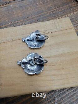 Vintage Ming's Sterling Hibiscus Screw Back Earrings Both Pieces Signed Hawaii