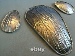 Vintage Modernist Artist Warsaw Poland 925 Sterling Silver Brooch & Earring Set