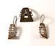 Vintage Modernist Earrings And Ring Sterling Silver Set Abstract Design Work Mcm