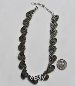 Vintage Mosaico Azteca Sterling Silver 925 Inlay Necklace Earrings Los Castillo