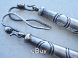 Vintage NAVAJO ERIC BEGAY Stamped FLUTED Sterling SQUASH BLOSSOM Earrings 3