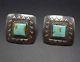 Vintage Navajo Hand Stamped Sterling Silver & Turquoise Square Earrings Pierced