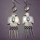 Vintage Navajo Stamped Sterling Silver & Turquoise Earrings Thunderbird Dangles