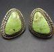 Vintage Navajo Sterling Silver & Green Gaspeite Pierced Earrings Posts Studs