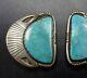 Vintage Navajo Sterling Silver & Light Blue Turquoise Earrings Clip-on