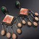 Vintage Navajo Sterling Silver Malachite Spiny Oyster Shell Pink Coral Earrings