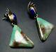 Vintage Navajo Sterling Silver Royston Turquoise And Blue Lapis Earrings Pierced