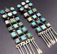 Vintage Navajo Sterling Silver & Turquoise Cluster Ladder Earrings, Over 3 Long