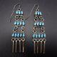 Vintage Navajo Sterling Silver & Turquoise Dangle Chandelier Ladder Earrings