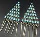 Vintage Navajo Sterling Silver Turquoise Petit Point Cluster Earrings Triangles