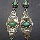 Vintage Navajo Sterling Silver & Turquoise Repurposed Earrings Harvey Era