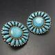 Vintage Navajo Sterling Silver Turquoise Round Cluster Earrings Larry Begay
