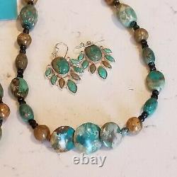 Vintage NWOB JAY KING DTR 925 Sterling Earrings Smokey Quartz Turquoise Necklace