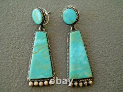Vintage Native American Navajo 2-Stone Turquoise Sterling Silver Post Earrings
