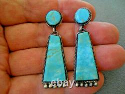Vintage Native American Navajo 2-Stone Turquoise Sterling Silver Post Earrings
