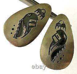 Vintage Native American Overlay Sterling Silver 925 Ladies Post Drop Earrings