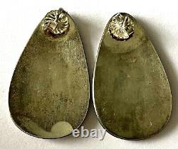 Vintage Native American Overlay Sterling Silver 925 Ladies Post Drop Earrings