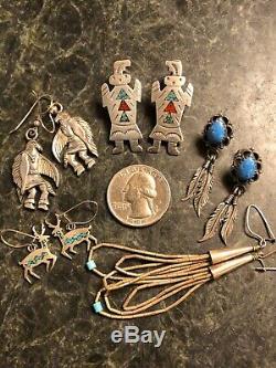 Vintage Native American & Southwestern Sterling Silver Turquoise Jewelry Lot 925