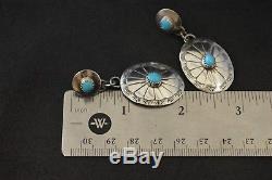 Vintage Native American Sterling Silver Earrings with Turquoise Gemstones 7.4g