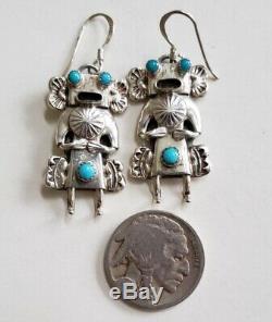 Vintage Native American Sterling Silver Kachina Earrings