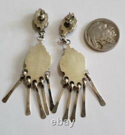 Vintage Native American Sterling Silver Petit Point Zuni Earrings