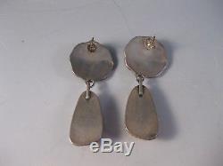 Vintage Native American Sterling Silver & Spiny Oyster Earrings 925
