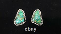Vintage Native American Sterling Silver Turquoise Earrings by P. Sanchez