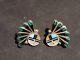 Vintage Native American Zuni Sterling Silver Sun Face Earrings Singed Rare