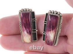 Vintage Native American sterling Spiny Oyster earrings