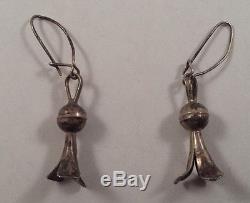 Vintage Native Indian Sterling Silver Squash Blossom Earrings
