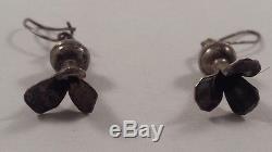 Vintage Native Indian Sterling Silver Squash Blossom Earrings