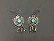 Vintage Native Indian Sterling Silver Thunderbird Turquoise Stampwork Earrings