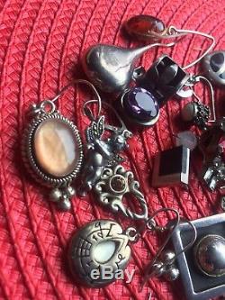 Vintage Native & Mexican Sterling Silver 925 Single EARRINGS LOT