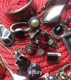Vintage Native & Mexican Sterling Silver 925 Single EARRINGS LOT