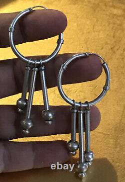 Vintage Native Sterling Silver Hoop Earrings